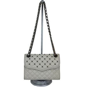 Rebecca Minkoff Quilted Affair Studded Mini Crossbody or Shoulder Flap Bag Grey